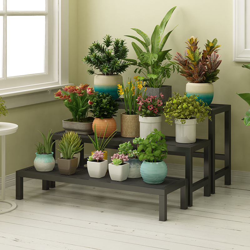 Rectangle One-Tier Metal Plant Stand, Sled Design, Reservable Installation - 9.8in Wide