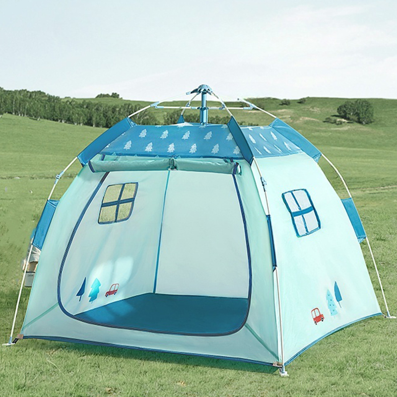 Dome-Shaped Green Play Tent with Windows for Indoor/Outdoor Use