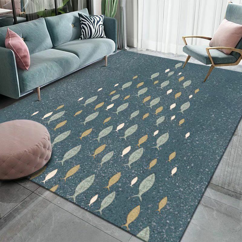 Indoor Use Modern Geometric Polyester Area Rug with Anti-Slip Backing for Multiple Rooms