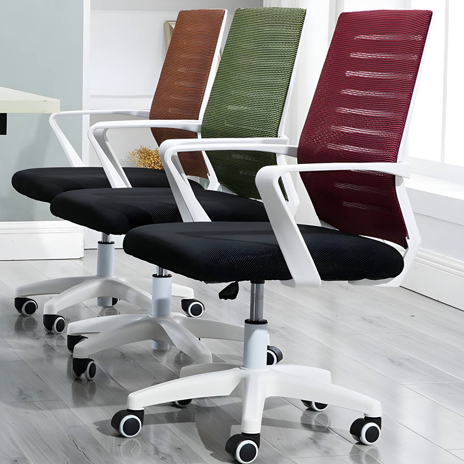 Modern Mesh Conference Chair with Casters & Adjustable Seat Height