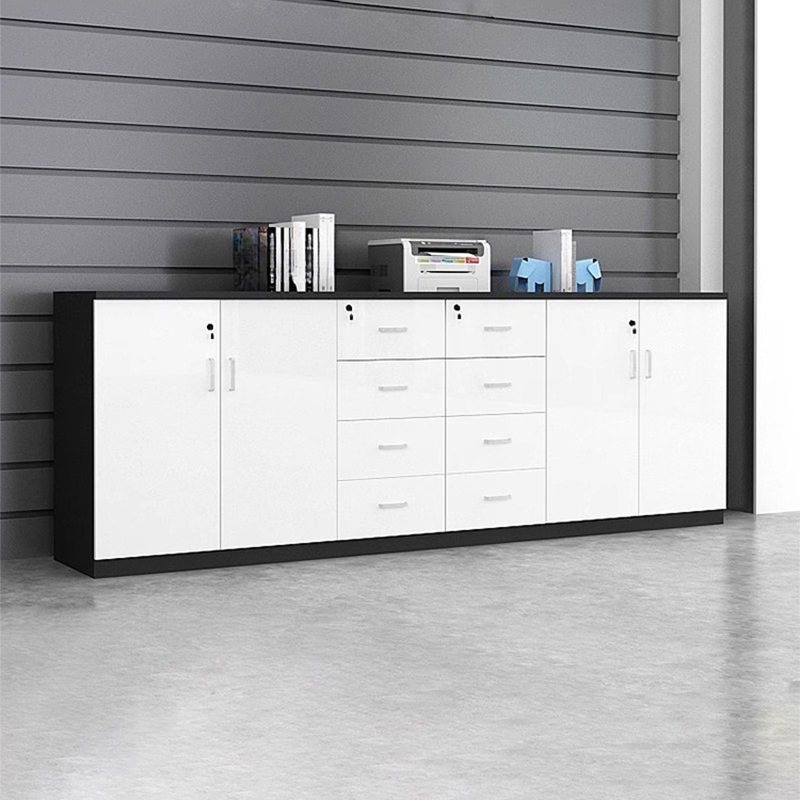 White Modern Lateral Filing Cabinet with Lock & Shelves, 40cm x 80cm, No Need to Drill Holes