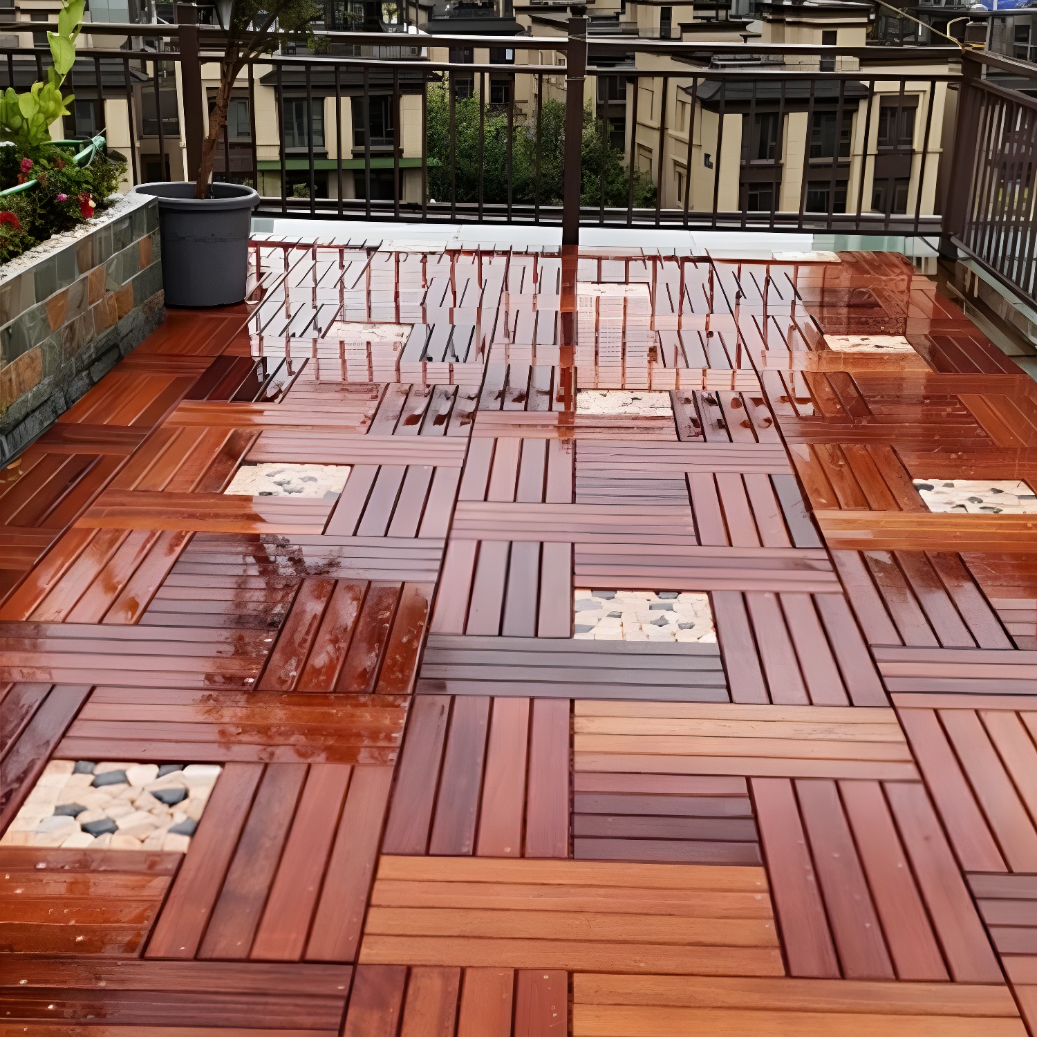 Smooth Brown Wood Modern Merbau Hardwood Flooring with Click-Lock Installation