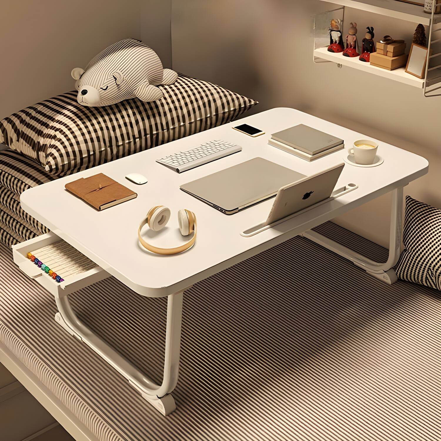 Modern Style Foldable Laptop Desk, Non-Adjustable Height, Limited Warranty