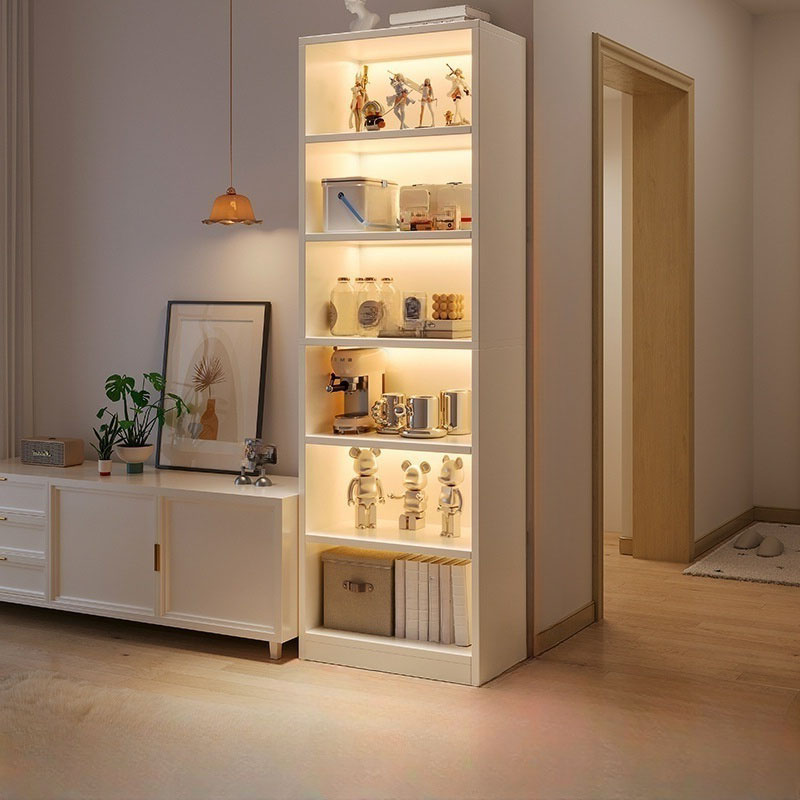 Solid Wood 52 Inches Modern Design No Drill Holes China Cabinet with Open Storage