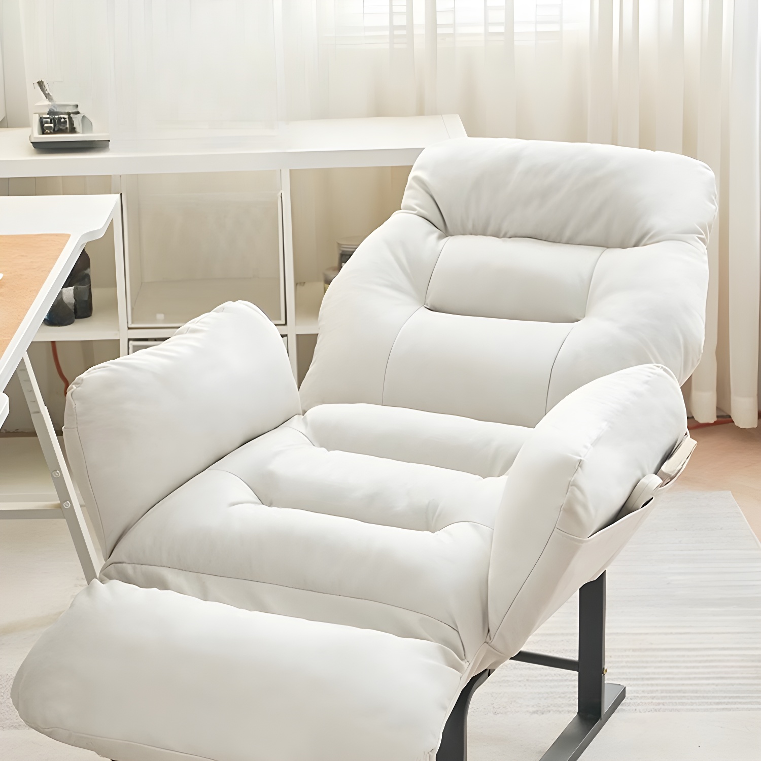 Modern Manual-Push Back Stain Resistant Cotton Recliner - No Storage