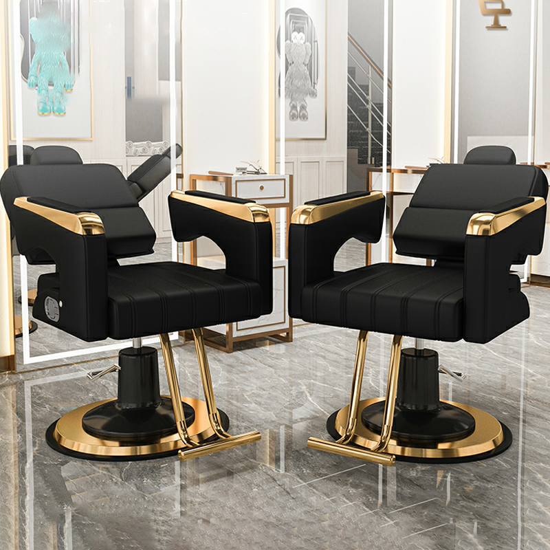 Modern Swivel Barbershop Chair with Comfortable Faux Leather Upholstery and Adjustable Features