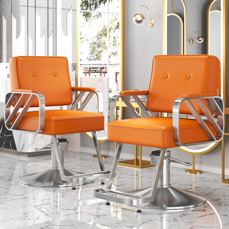 Stainless Steel Swivel Styling Chair - Adjustable Height Salon Equipment for Hair Salon