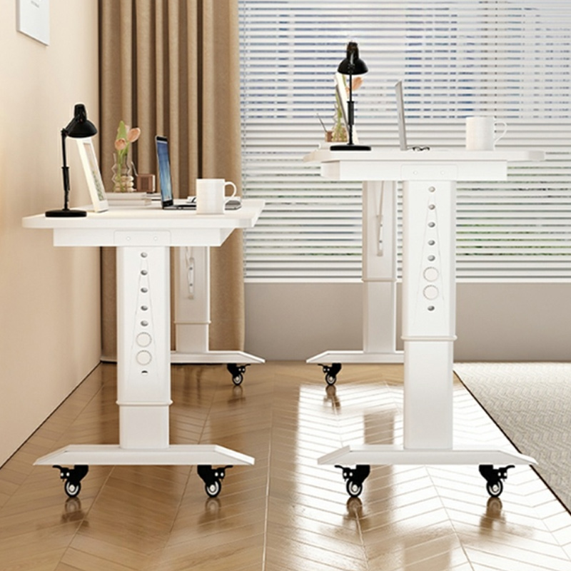 Modern White Wood Laptop Cart and Stand Collection with Adjustable Height