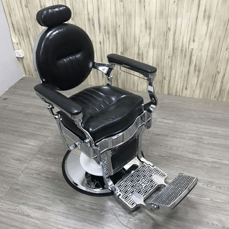 Stainless Steel Swivel Barber Chair with Manual Recline for Hair Salon Stylists