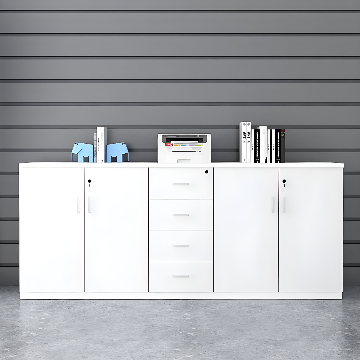 Wooden Office Storage Cabinet: No Extra Durability, Locking Drawer, Single Piece, White