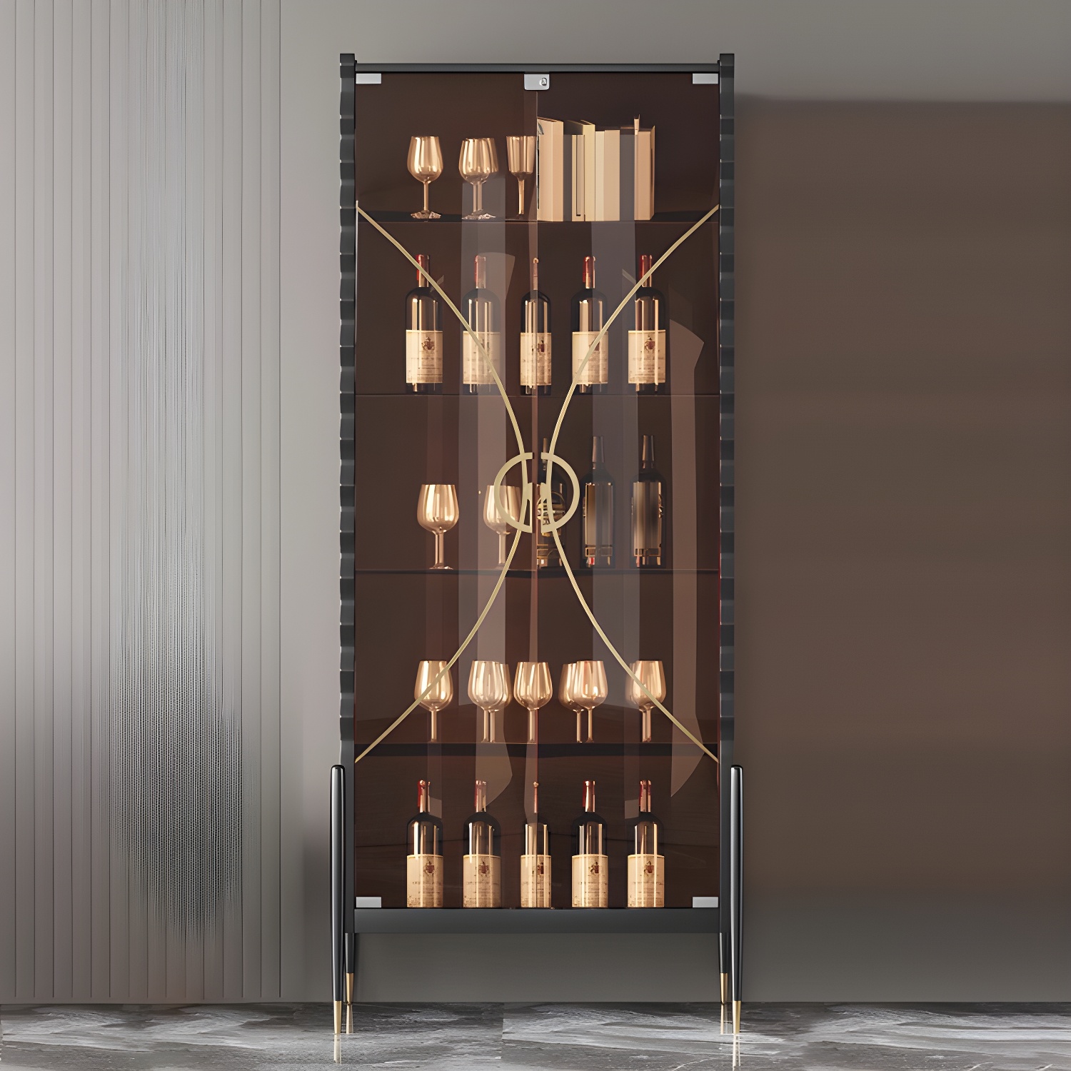 Glam Style Glass 45-90in Standard Curio Cabinet with Lighting Included