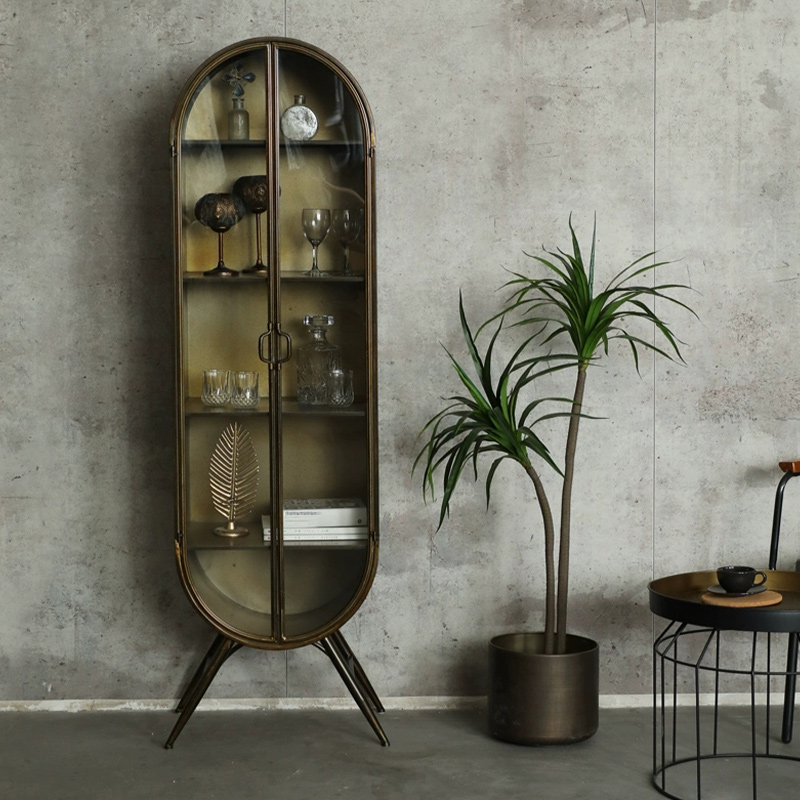 4 Shelf Brown Metal 20 Inch Display Stand Full Assembly with Glass Doors