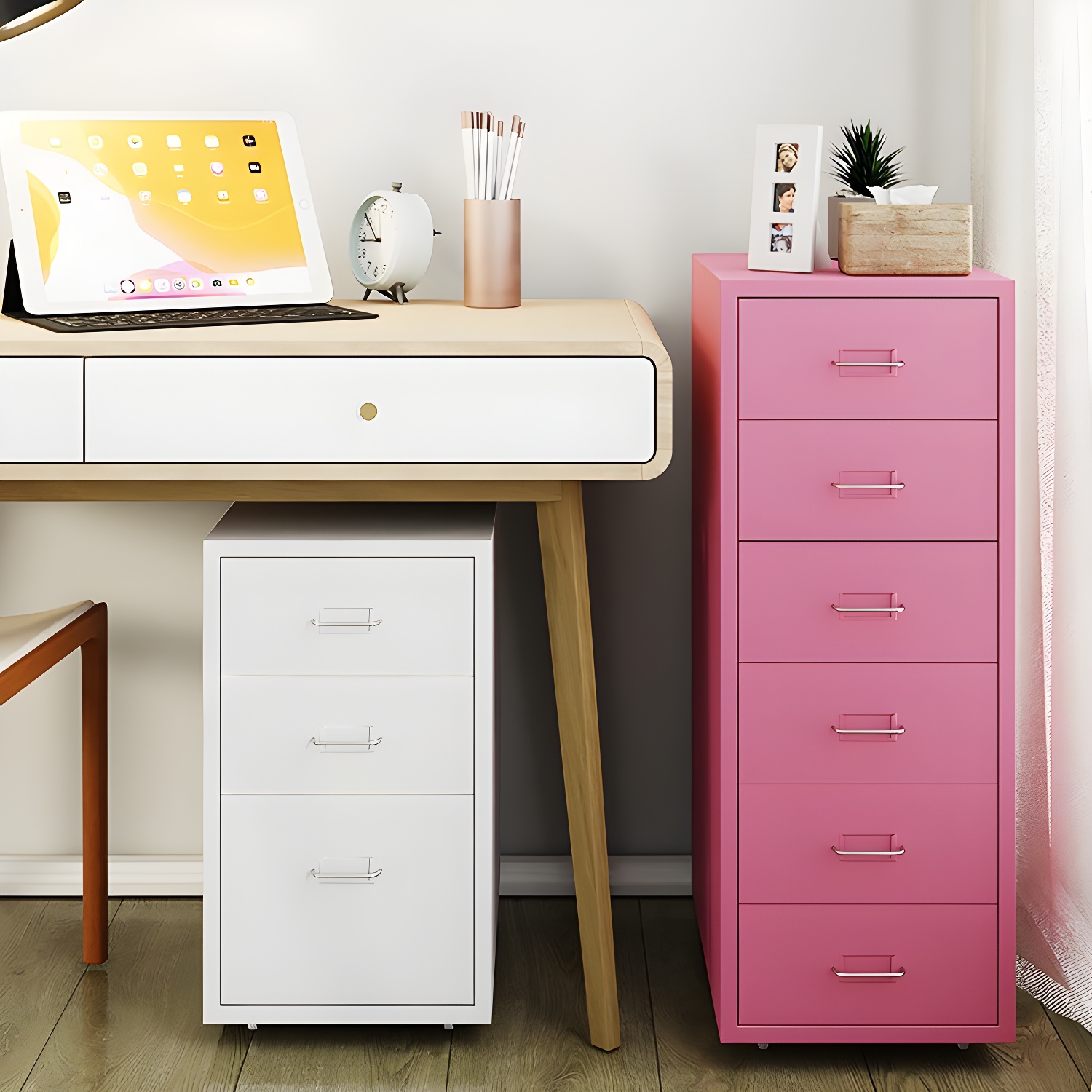 Steel Modern Filing Cabinet with Casters, Short 11 inch Wide, Reserve Installation