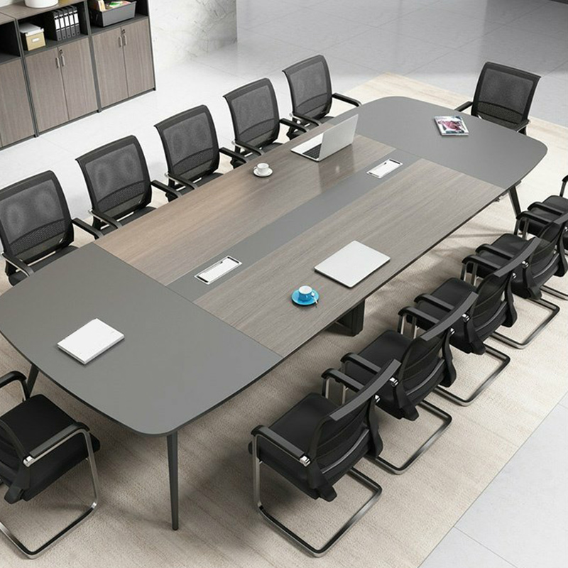 Modern Brown Writing Desk with Parsons Base and Cable Management - Long Desk for Home Office