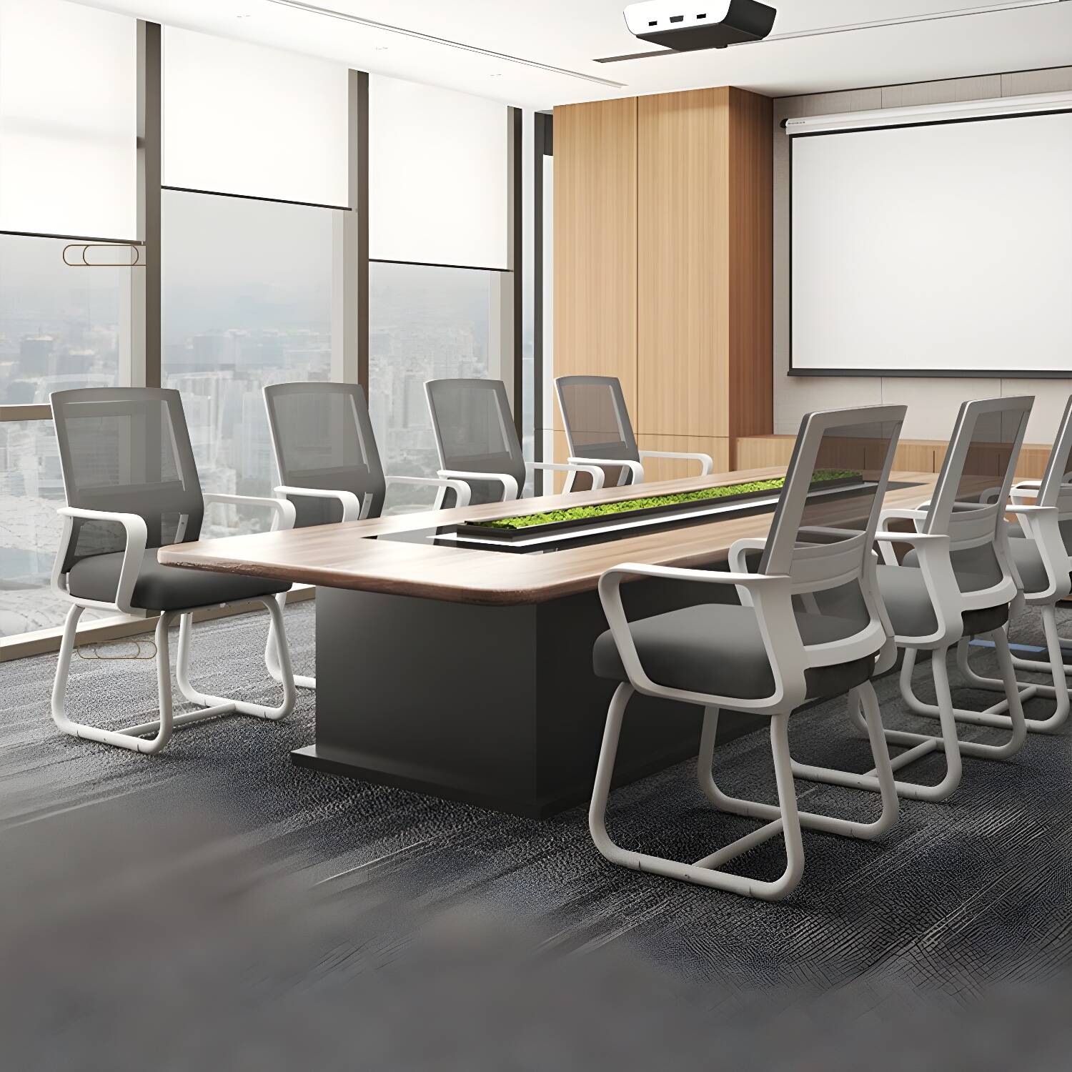 Fixed Arms Office Chair with Lumbar Support and Mesh Mid-Back