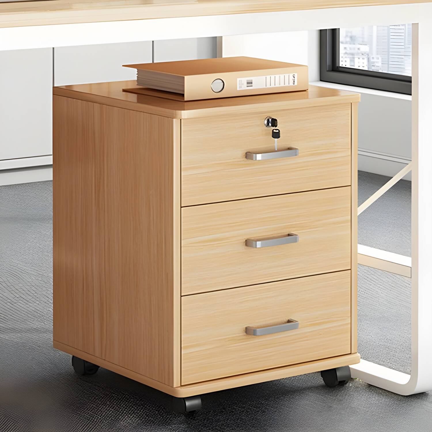 Engineered Wood Freestanding Filing Cabinet with Storage Drawers