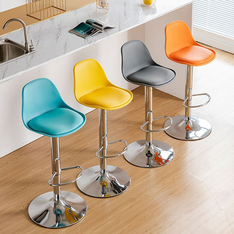 Modern Adjustable Height Swivel Bar Stool with Metal Frame for Home