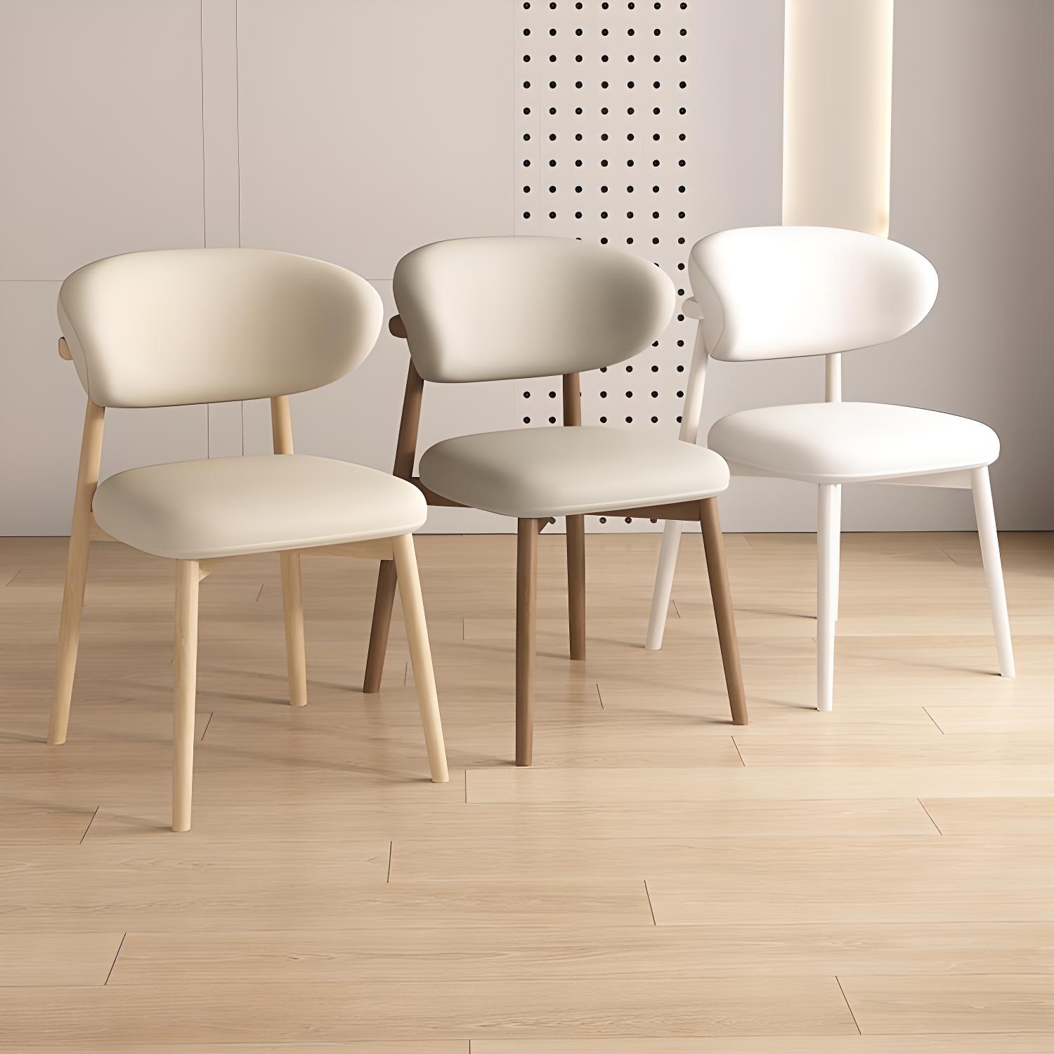 Modern Faux Leather Backrest Dining Chair with Oak Wood Legs