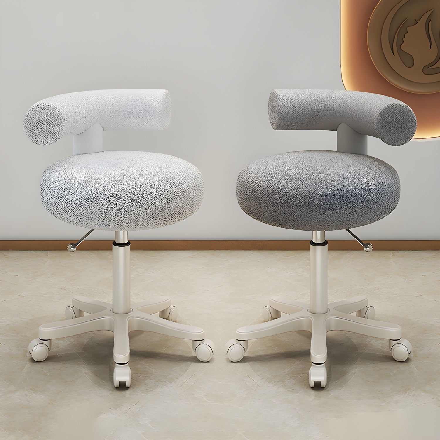 15" D x 19.7" H Hair Salon Styling Chair with Wheels Adjustable Height