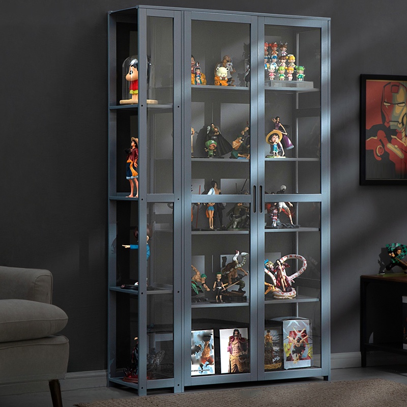 Living Room Bamboo Contemporary Curio Cabinet with Acrylic Doors