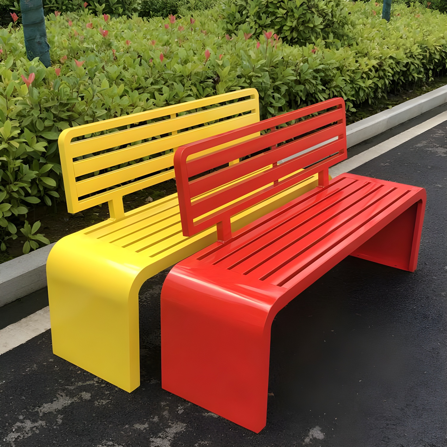 Waterproof Nordic Style Park Bench Multiple Colours Metal for Outdoor
