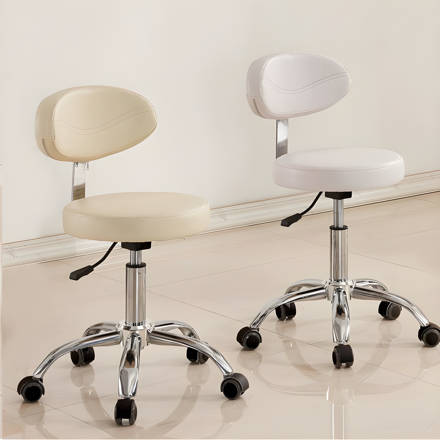 Wheels Included Styling Chair, Rust Resistant, PU Leather Upholstery