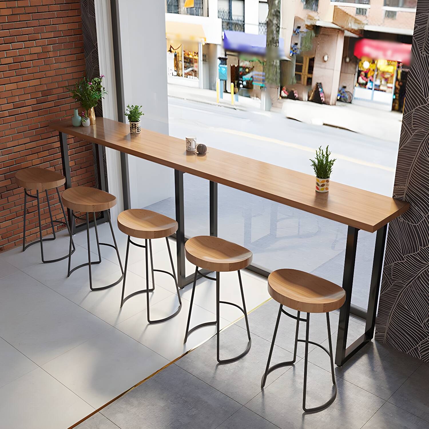 Contoured Seat Modern Solid Wood Backless Barstool for Home Use