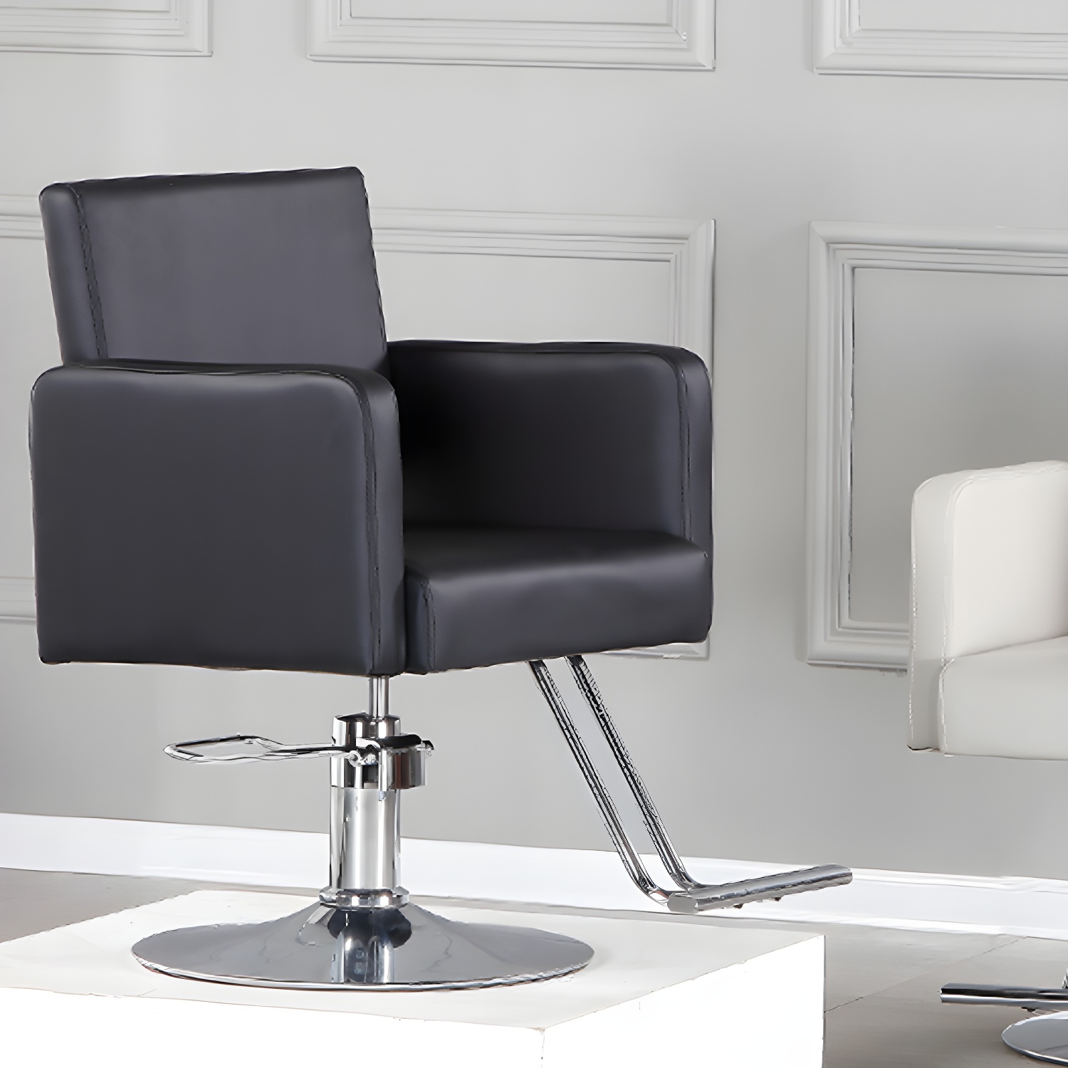 Rectangular PU Leather Styling Chair with Rust and Water Resistant Base