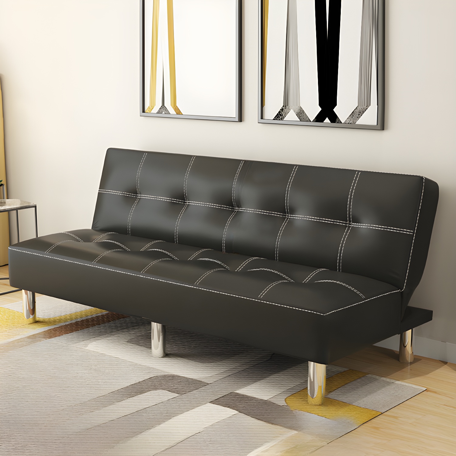 Solid Colour Sleeper with Tufted Back for Seats 3 in a Modern Simple Style