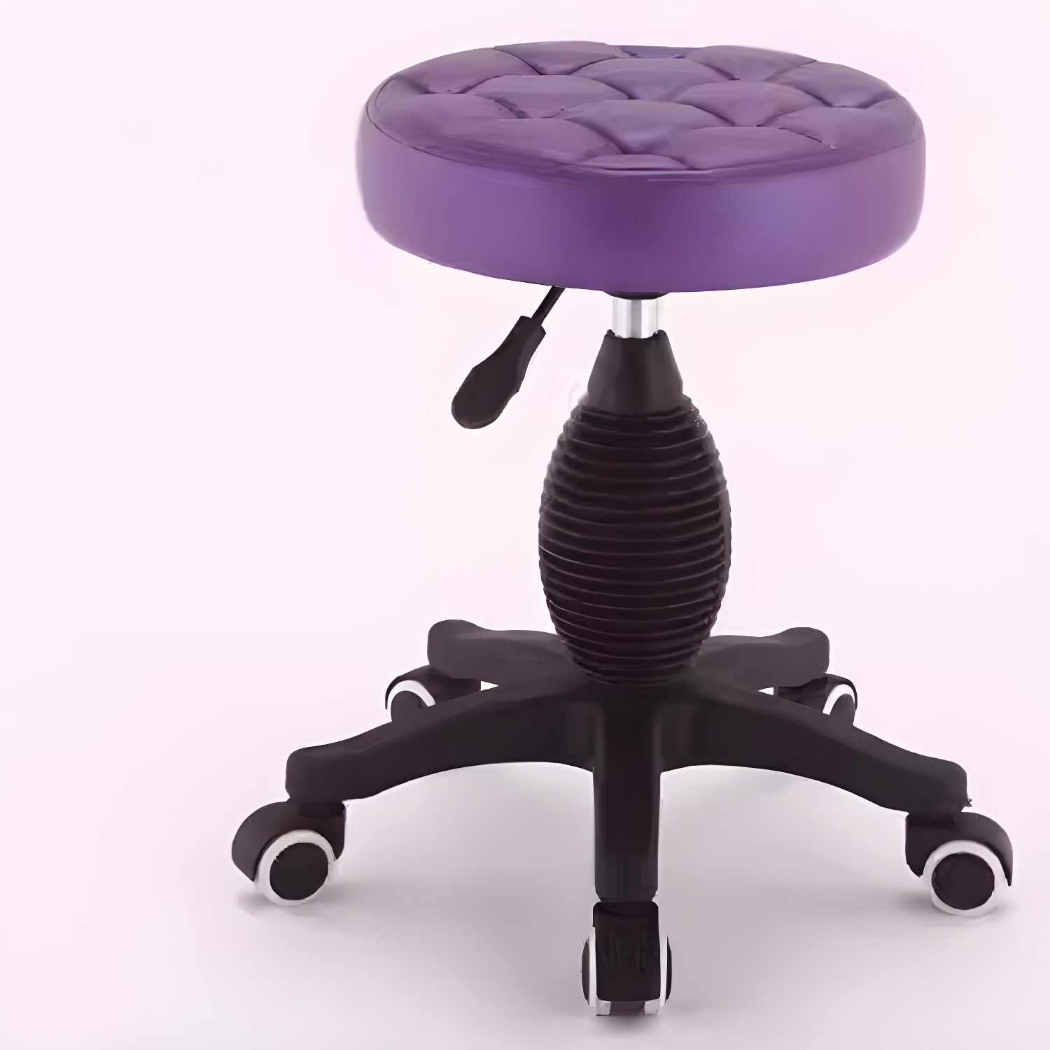 Swivel Leather Styling Chair with 5 Wheels, Leather Upholstered