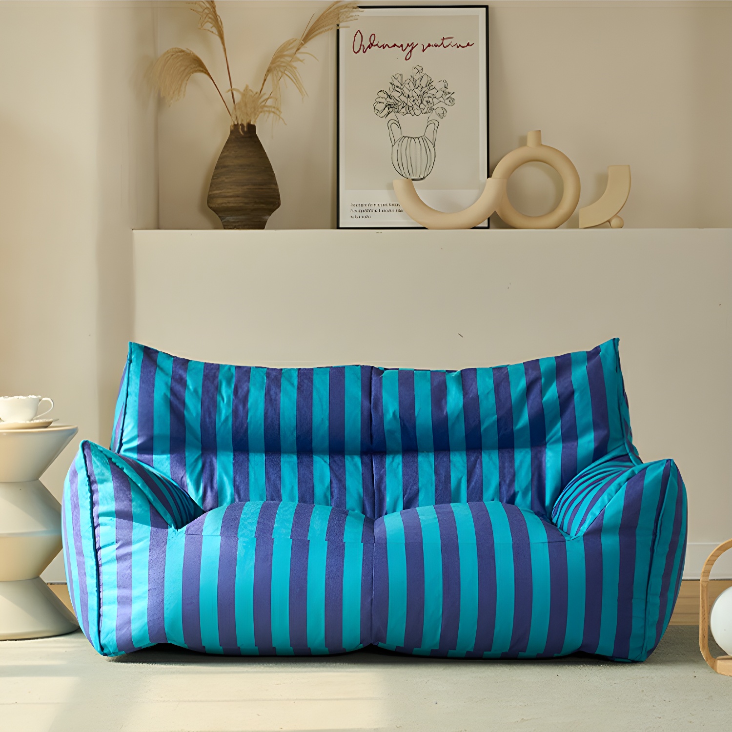 Scratch-Resistant Bean Bag Chair & Sofa with Removable Cover and Storage