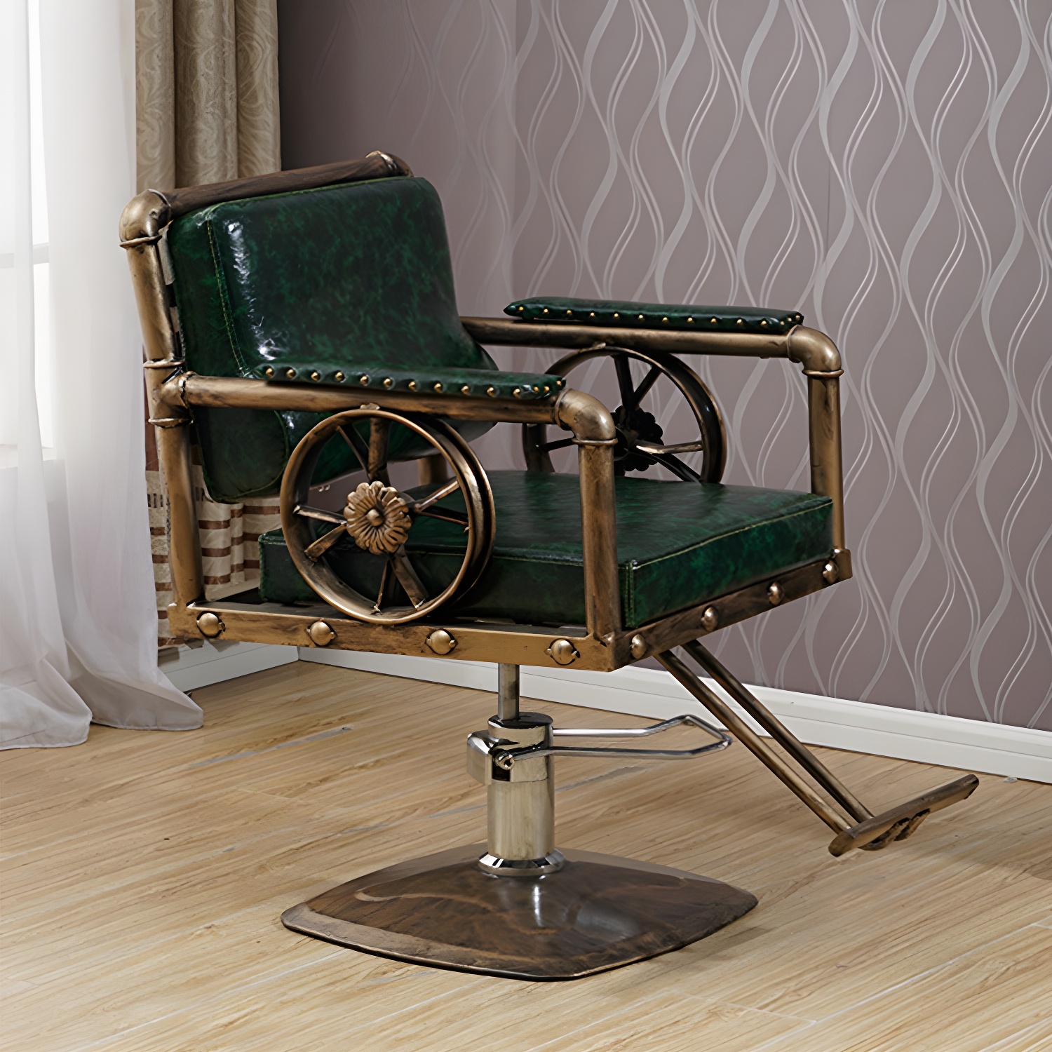 Multi Colour Cushion Styling Chair BarberPub Salon Chair with Footrest