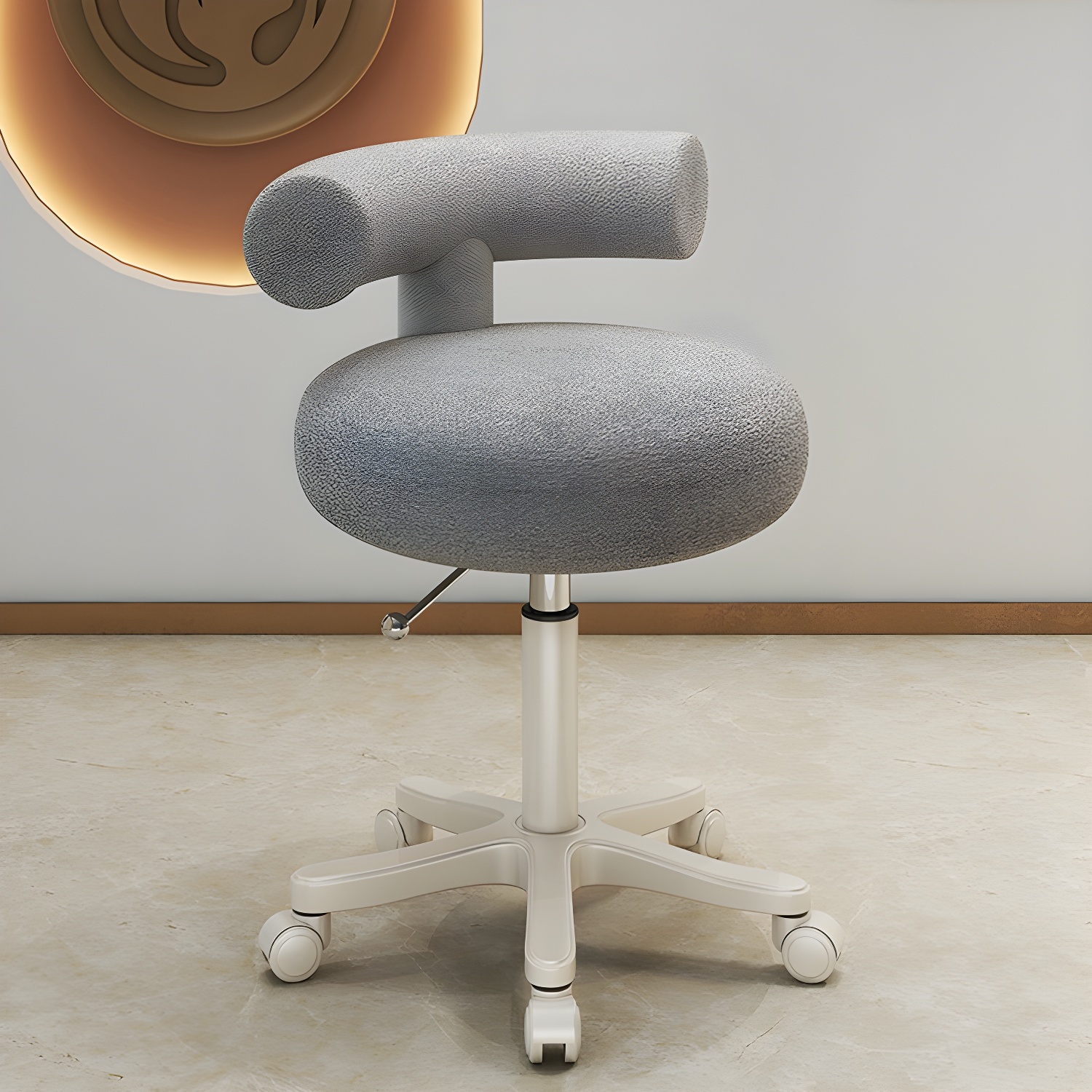 Wear Resistant Lamb Cashmere 360 Degrees Swivel Styling Chair with Five Wheels