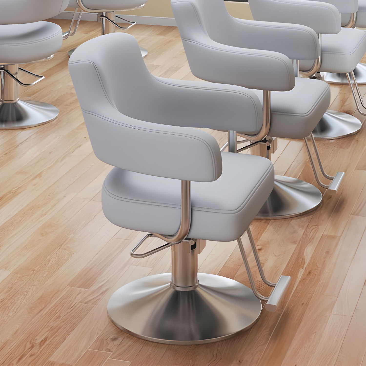 Rotating Leather Barber Chair with Stable Metal Base and Pedal