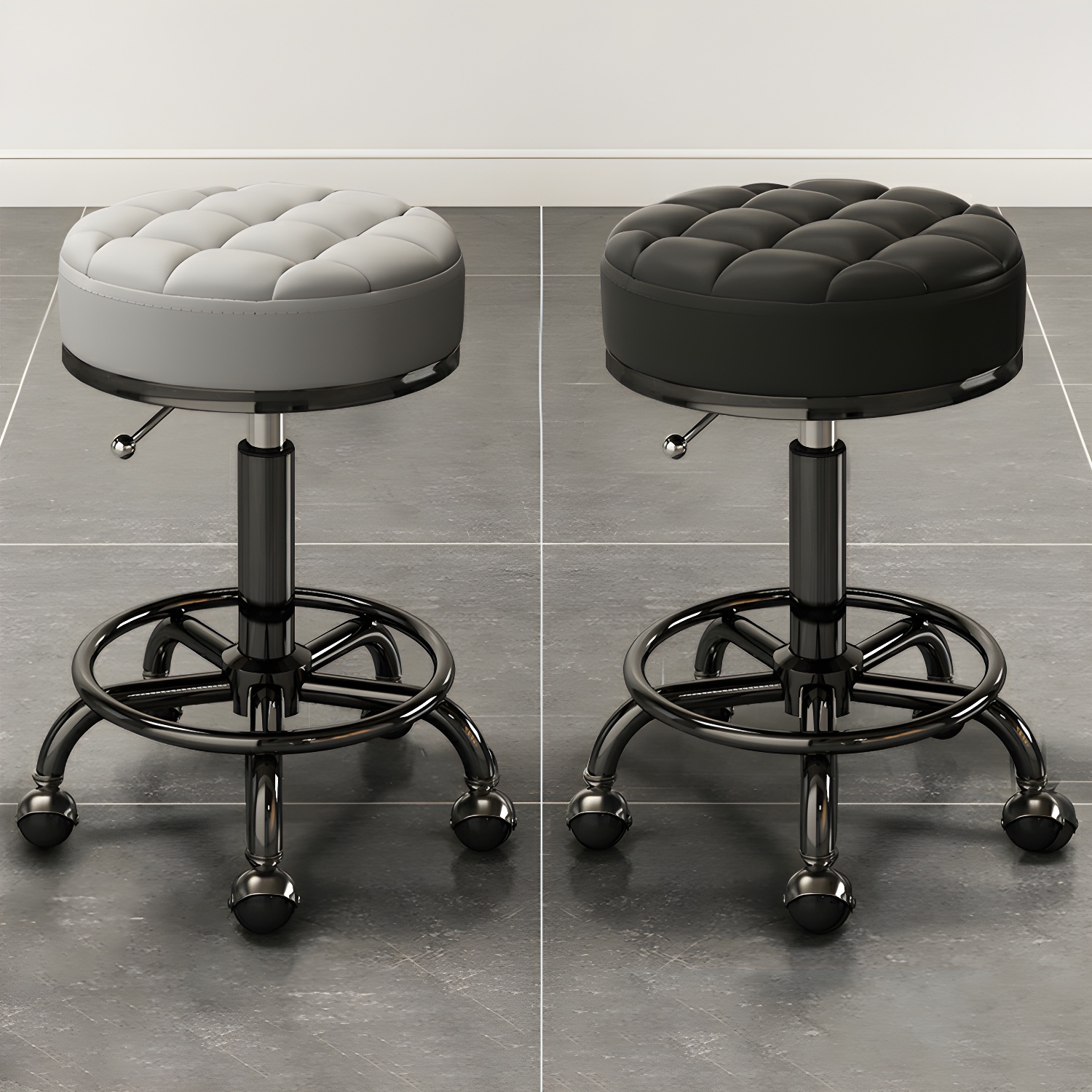 Scratch-resistant leather metal base liftable silent pulley chair