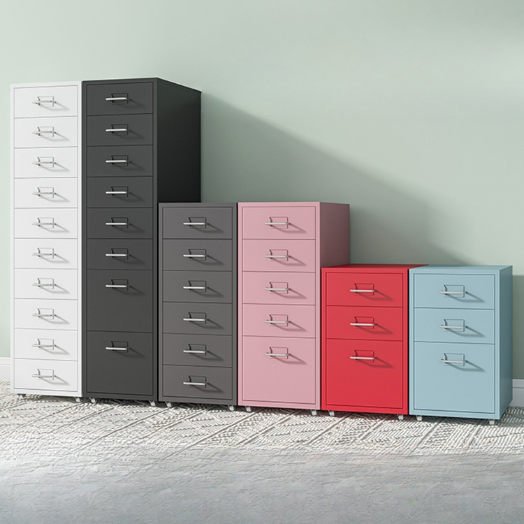 16" Wide Modern Vertical Mobile Filing Cabinet with Castors and Locking Drawers