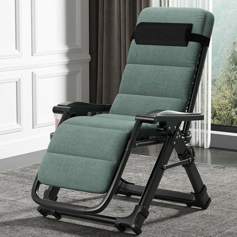 Simple Metal Non Rocking Recliner Armchair in Silver with Locking Back Angle , Cotton Blend and Solid Colour
