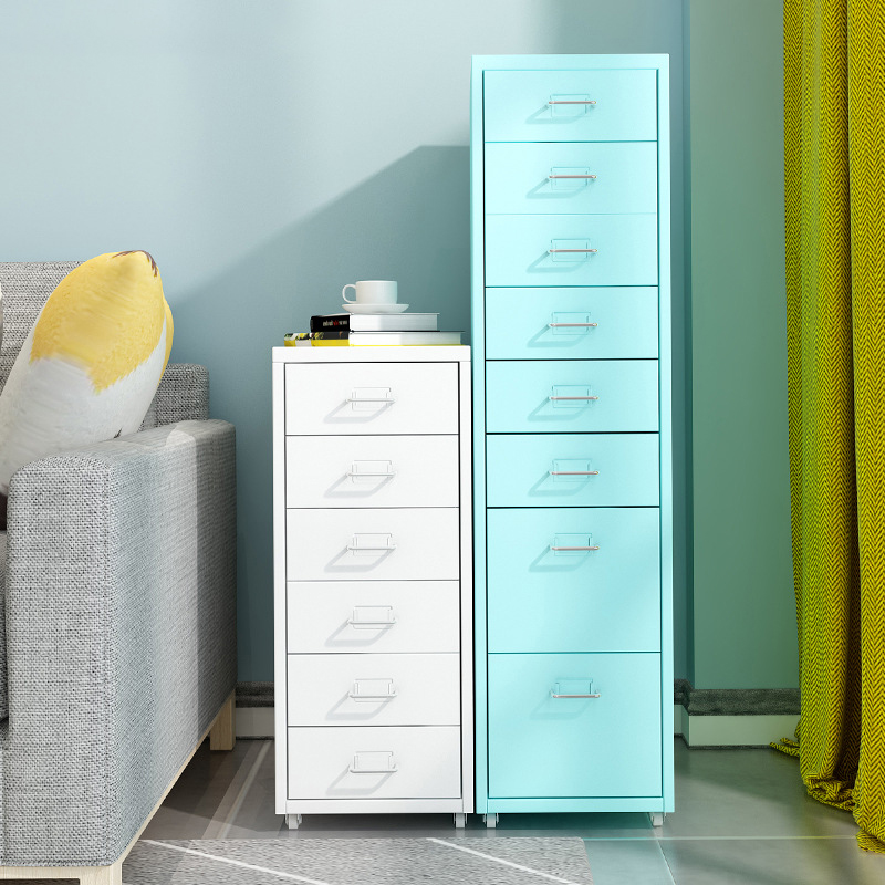 Modish Steel Free Standing Vertical Filing Cabinet with Rollers&Soft Close Drawers Safe Fireproof