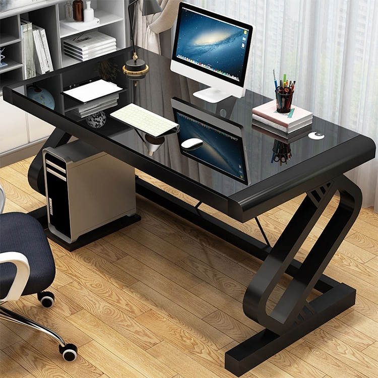 Modern Glass Computer Desks, Included Cpu Stand and Cable Management