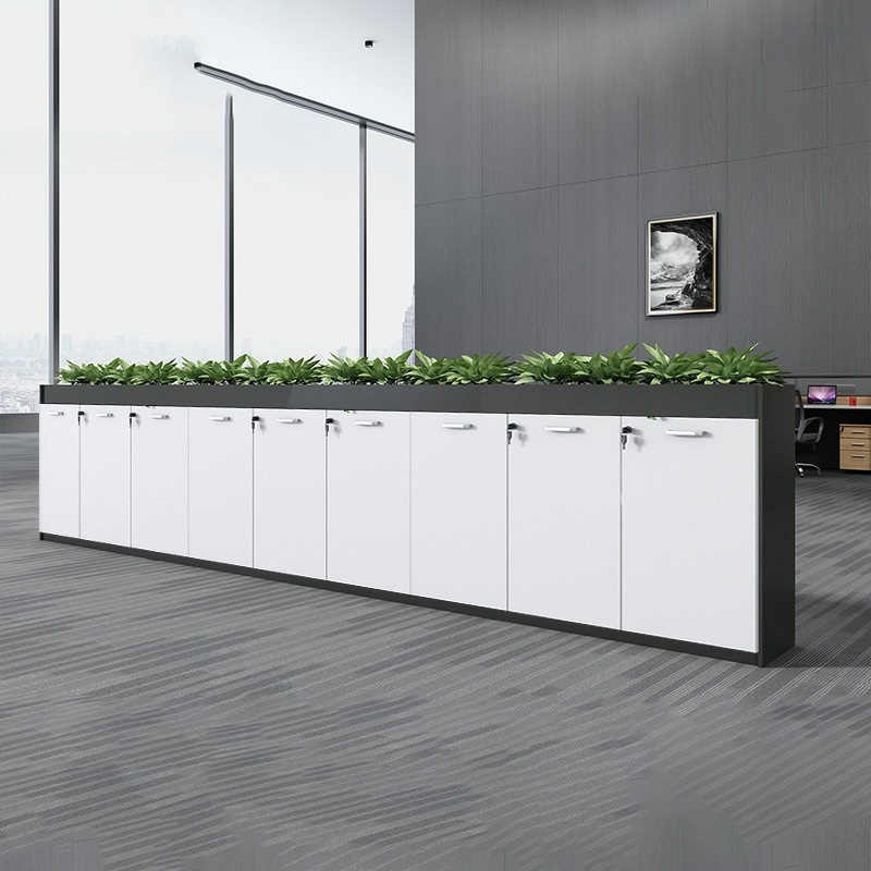 Wood Stain Resistant Locking Door Planter Storage Cabinet with Shelf Unit, Storage and Cabinet in a Simplistic Style