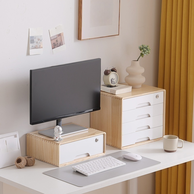 Wood Horizontal Filing Cabinet with 4 Drawers/3 Drawers/2 Drawers and Key Lock in an Art Deco Style