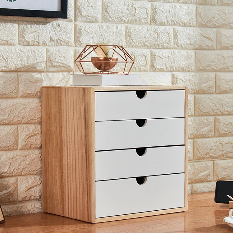 Free Standing Lateral Filing Cabinet/Vertical Filing Cabinet in Natural Wood with 1 Shelf and 3 Drawers/2 Drawers in a Classic Style