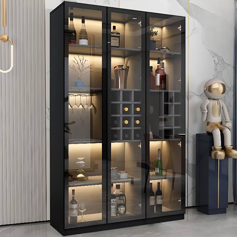 Enclosed Full Overlay Freestanding China Cabinet in Wood with Cabinet Boxes, Glass Doors and 4/6 Shelves in a Trendy Style