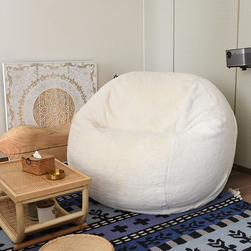 Pre-Filled Armless Flooring Bean Bag Chair/Beanie Chair in Gray/Auburn/Butter Colour with Zipper Closure & Removable Cover