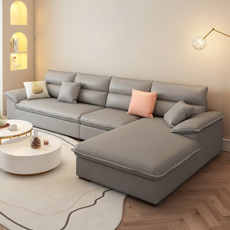 Modern Cotton and Linen L-Shape Sofa Recliner with Concealed Support