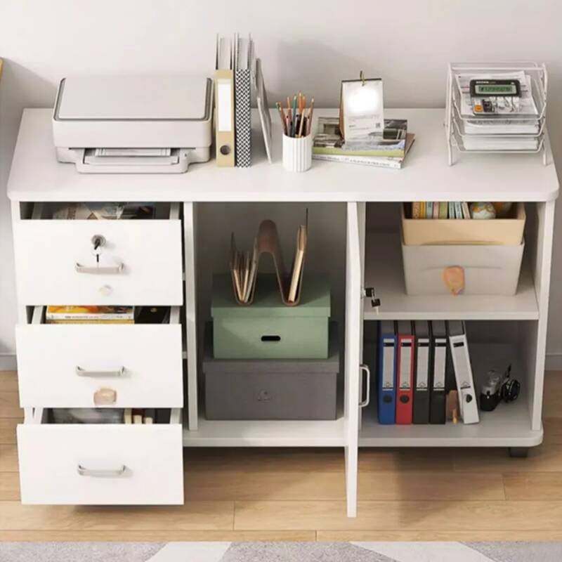 Horizontal Filing Cabinet/Vertical Filing Cabinet in Timber with Soft Close, Key Lock and Roller Wheels in a Casual Style, 2 Shelves/1 Shelf Included/Not Included
