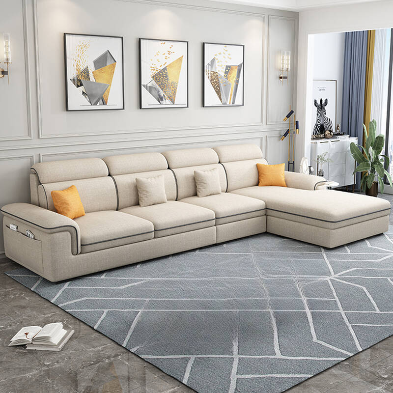 Reversible L-Shape Sofa Chaise for 5-seater with Pine Wood Frame in a Nordic Style