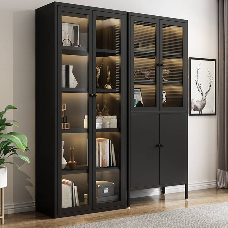 Glazed Door Alloy Standard Display Stand with 6 Shelves/7 Shelves/4 Shelves, 1 Cabinet/2 Cabinets and Locker