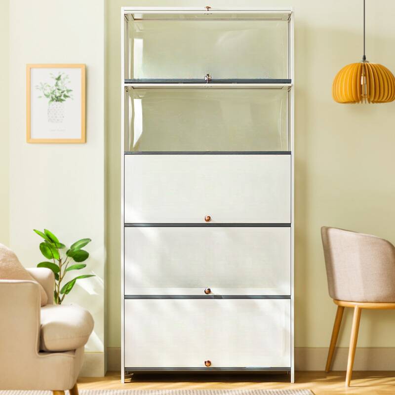 Modern Simple Style Plastic & Acrylic Ground Curio Cabinet with 2 Shelves/3 Shelves/4 Shelves