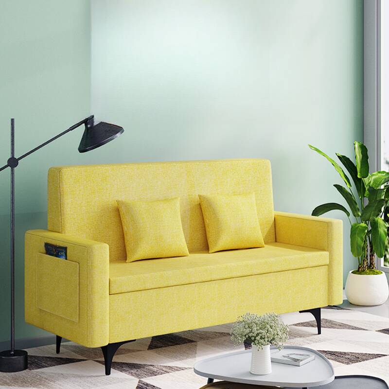 Cocoa Loveseat with Hidden Storage and Removable Cushion for Home